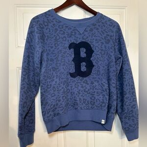 Forty Seven 47 Brand Women Size Med Blue Animal Print Sweatshirt Pullover Boston